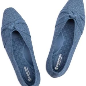 Frank Mully Women's Flats - Square Toe Foldable Shoes with Bow & Arch Support for Comfortable Travel and Work